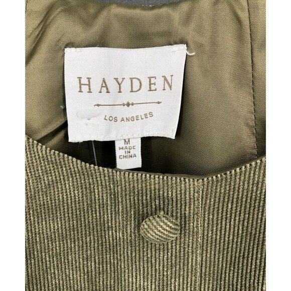 Hayden Los Angeles Corduroy Overall Jumper Dress Womens M Olive Green School - Picture 3 of 8
